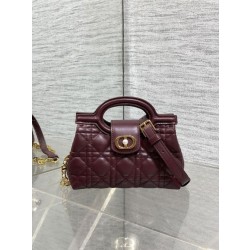 Borsa Dior Jolie Top Handle Mini Cannage Chain bordeaux