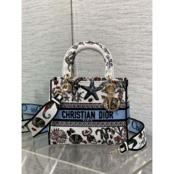 Borsa Dior Medium Lady D-Lite con ricamo Constellation Blu/Bianco