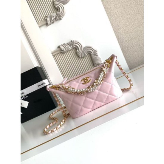 Borsa hobo Chanel piccola Pearls AS5898 pelle di vitello Rosa