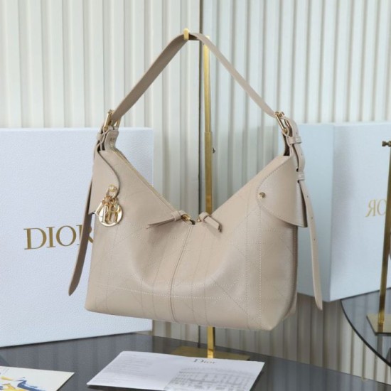 Qualità superiore replica hobo Dior Voyage piccola/media piatta Macrocannage Albicocca