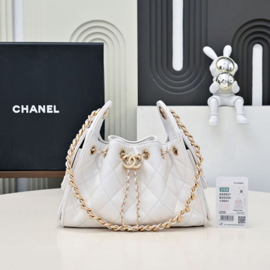 Borsa hobo piccola Chanel 25 AS5631 Bianco