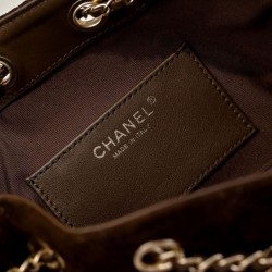 Replica Perfetta hobo piccola Chanel 25 AS5631 scamosciata Rosso scuro