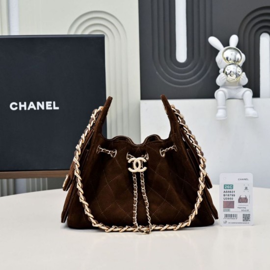 Replica Perfetta hobo piccola Chanel 25 AS5631 scamosciata Rosso scuro