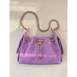 Qualità superiore replica hobo piccola Chanel 25 AS5631 scamosciata viola