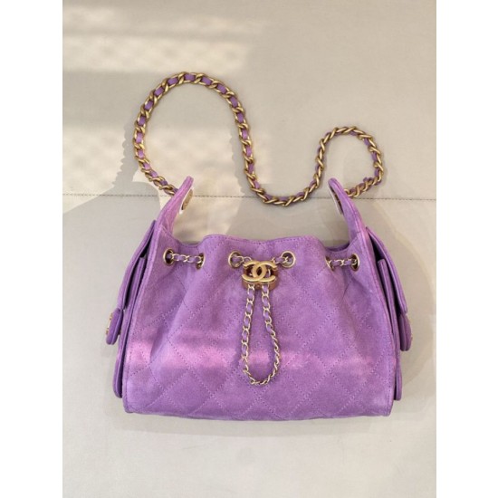 Qualità superiore replica hobo piccola Chanel 25 AS5631 scamosciata viola