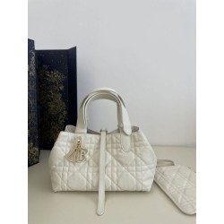 Borsa Tote Dior Toujours mini in Macrocannage bianco