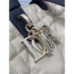 Borsa Tote Dior Toujours piccola/media/grande in pelle di vitello macrocannage beige cipria