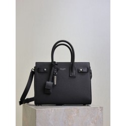 Borsa tote Sac De Jour piccola/media/grande YSL Saint Laurent nera hardware argento