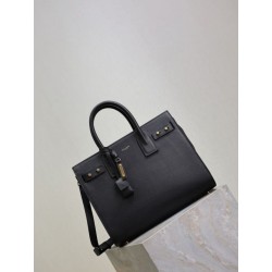 Borsa tote Sac De Jour piccola/media/grande YSL Saint Laurent nera hardware dorato