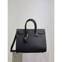 Borsa tote Sac De Jour piccola/media/grande YSL Saint Laurent nera hardware dorato