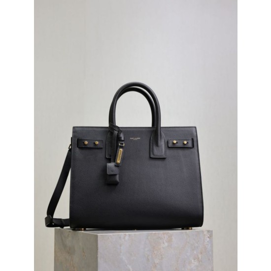 Borsa tote Sac De Jour piccola/media/grande YSL Saint Laurent nera hardware dorato