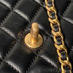 Borse Chanel Flap 25K AS5813 AS5814 Manico con diamanti smerigliati Nero