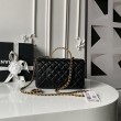 Borse Chanel Flap 25K AS5813 AS5814 Manico con diamanti smerigliati Nero