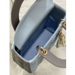 Dior Lady Dior My ABCDior Borse Firmate Replica piccola con manico superiore blu/grigio