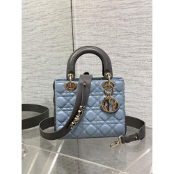 Dior Lady Dior My ABCDior Borse Firmate Replica piccola con manico superiore blu/grigio