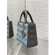 Dior Lady Dior My ABCDior Borse Firmate Replica piccola con manico superiore blu/grigio