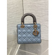 Dior Lady Dior My ABCDior Borse Firmate Replica piccola con manico superiore blu/grigio