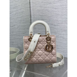 Dior Lady Dior My ABCDior Borsa piccola con manico superiore rosa/bianco