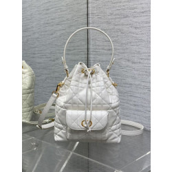 Dior piccola borsa a secchiello Dior Caro Latte Macrocannage Bianco