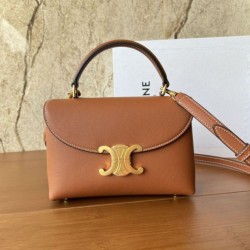 Replica qualità specchio Borsa  1:1 Celine Teen Nino con manico superiore in pelle di vitello liscia Marrone