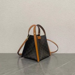 Replica Borsa a cubo piccola Celine Triomphe in tela/pelle di vitello Marrone Imitazioni Replica qualità specchio Borsa a cubo piccola Celine Triomphe in tela/pelle di vitello Marrone