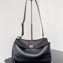 Replica qualità specchio Borsa a tracolla Balenciaga Rodeo Medium nera oro