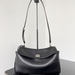 Replica qualità specchio Imitazioni borse griffate a tracolla Balenciaga Rodeo Medium nera argento