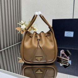 Replica qualità specchio Borsa a secchiello Prada Darling Mini 1BE087 marrone