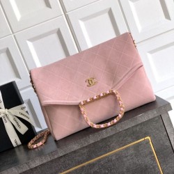 Replica qualità specchio Borsa tote pieghevole Diana Chanel scamosciata piccola/media/grande Rosa