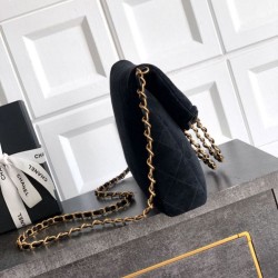 Replica Borsa tote pieghevole Diana Chanel scamosciata piccola/media/grande Nero Imitazioni Replica qualità specchio Borsa tote pieghevole Diana Chanel scamosciata piccola/media/grande Nero