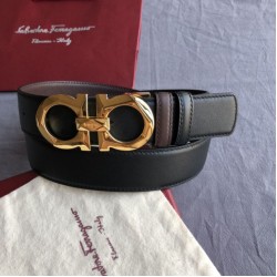 Replica Cintura reversibile da uomo Salvatore Ferragamo da 3,5 cm con clip in metallo oro Nero Imitazioni Replica qualità specchio Cintura reversibile da uomo Salvatore Ferragamo da 3,5 cm con clip in metallo oro Nero