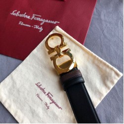 Replica qualità specchio Cintura reversibile da uomo Salvatore Ferragamo da 3,5 cm con clip in metallo oro Nero