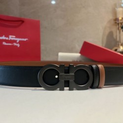 Replica qualità specchio Alta gamma replica Cintura da uomo Salvatore Ferragamo da 3.5 cm con fibbia nera