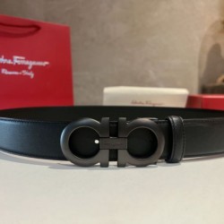 Replica qualità specchio Qualità superiore replica Cintura da uomo Salvatore Ferragamo da 3.5 cm con fibbia nero