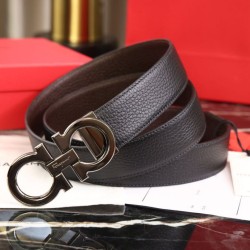 Replica qualità specchio Alta gamma replica Cintura reversibile da uomo Salvatore Ferragamo da 3,5 cm con fibbia Nero/caffè