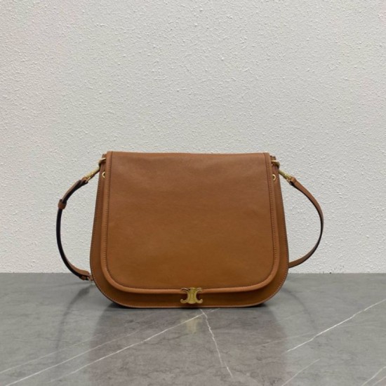 Borsa a tracolla Celine Soft Triomphe Besace Marrone