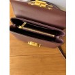 Borsa Celine Teen Nino con manico superiore in pelle di vitello liscia Borgogna