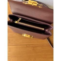 Borsa Celine Teen Nino con manico superiore in pelle di vitello liscia Borgogna