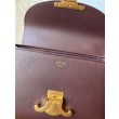 Borsa Celine Teen Nino con manico superiore in pelle di vitello liscia Borgogna