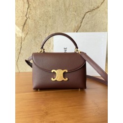 Borsa Celine Teen Nino con manico superiore in pelle di vitello liscia Borgogna