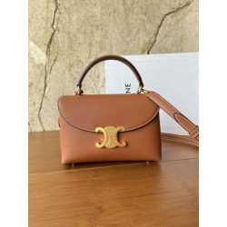 Borsa Replica 1:1 Celine Teen Nino con manico superiore in pelle di vitello liscia Marrone