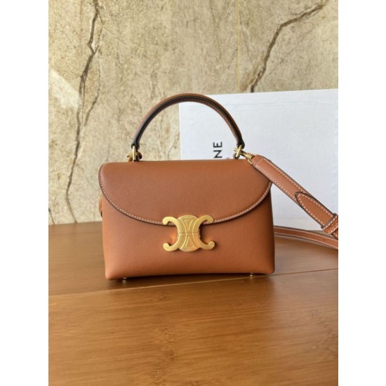 Borsa Replica 1:1 Celine Teen Nino con manico superiore in pelle di vitello liscia Marrone