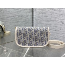 Borsa Dior Bobby media East-West Dior Oblique jacquard blu