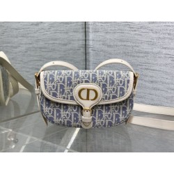 Borsa Dior Bobby media East-West Dior Oblique jacquard blu