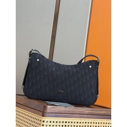 Borsa Hobo Dior Medium Dior Slider Zipped da uomo Dior Oblique jacquard nera