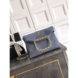 Borse Imitazioni tote pieghevole Diana Chanel scamosciata piccola/media/grande Blu