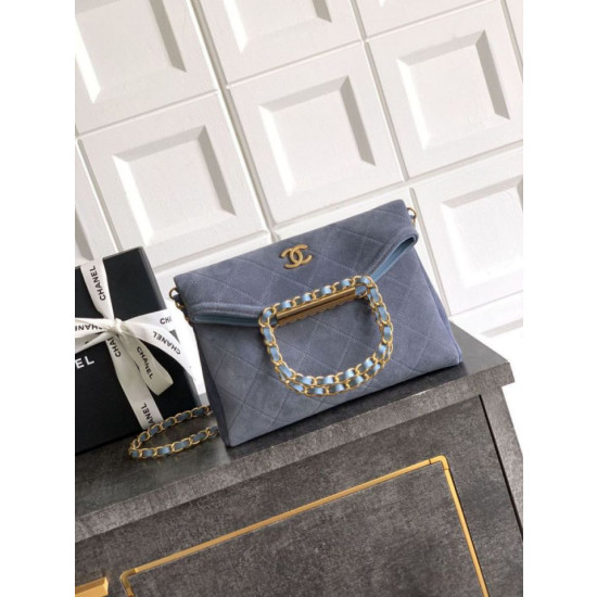 Borse Imitazioni tote pieghevole Diana Chanel scamosciata piccola/media/grande Blu Borse Imitazioni tote pieghevole Diana Chanel scamosciata piccola/media/grande Blu