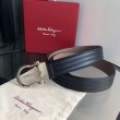 Cintura da uomo Salvatore Ferragamo 3.5 cm con fibbia ad ardiglione squisita argento Nero
