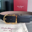 Qualità superiore replica Cintura da uomo Salvatore Ferragamo 3.5 cm con fibbia ad ardiglione squisita oro Nero