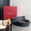 Qualità superiore replica Cintura da uomo Salvatore Ferragamo 3.5 cm con fibbia ad ardiglione squisita oro Nero